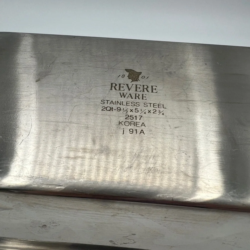 Revere Ware Stainless Steel Loaf Pan 2Qt 2517 9.5x5.25x2.75 Korea Vintage Baking